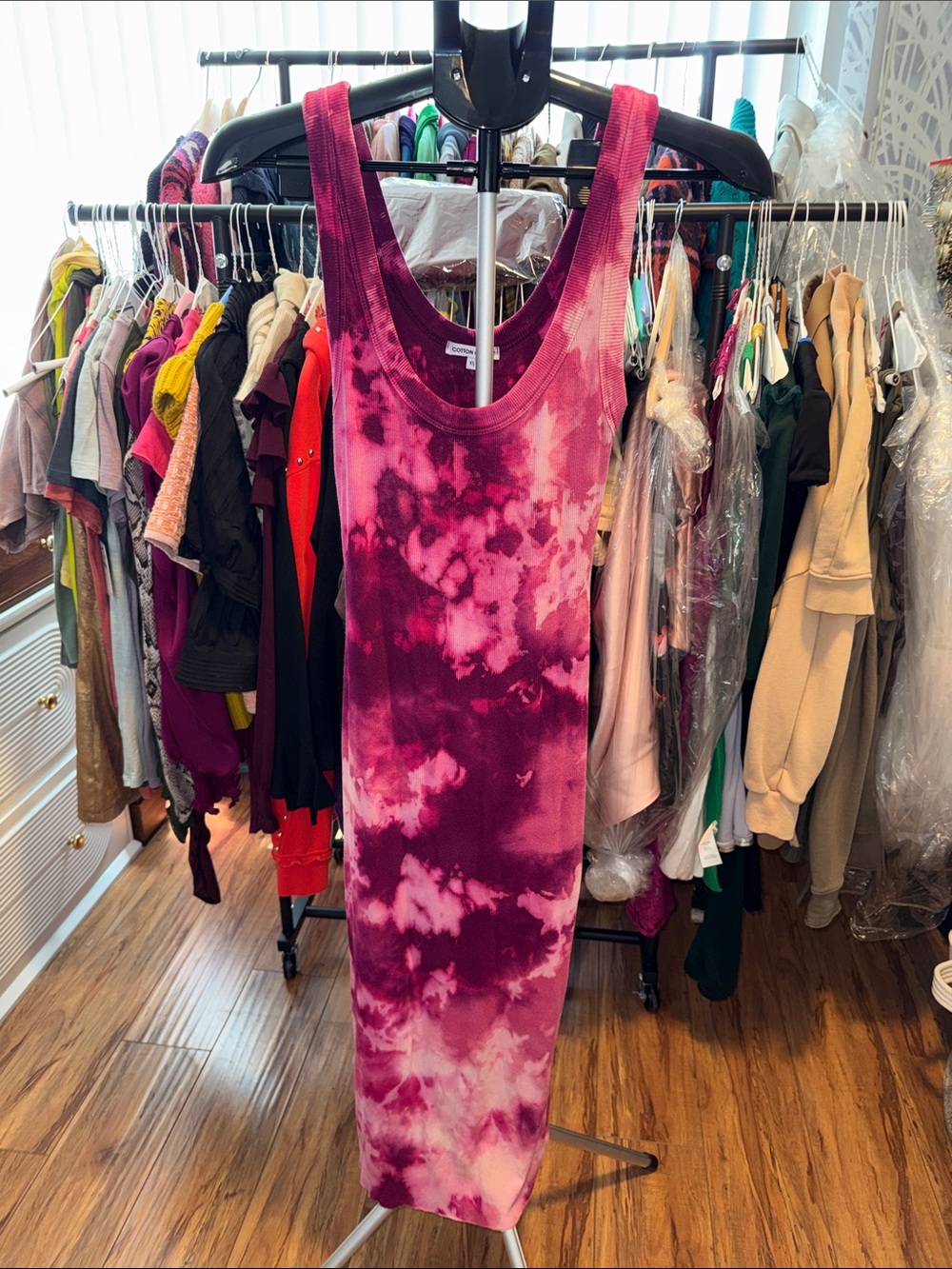 Cotton Citizen Pink & Magenta Tie-Dye Ribbed Tank Maxi Dress